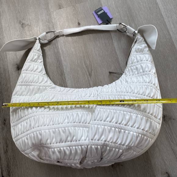 HOUSE OF WANT | HOW We Saunter White Shirring Luxury Vegan Leather Bag NWT - Picture 12 of 13